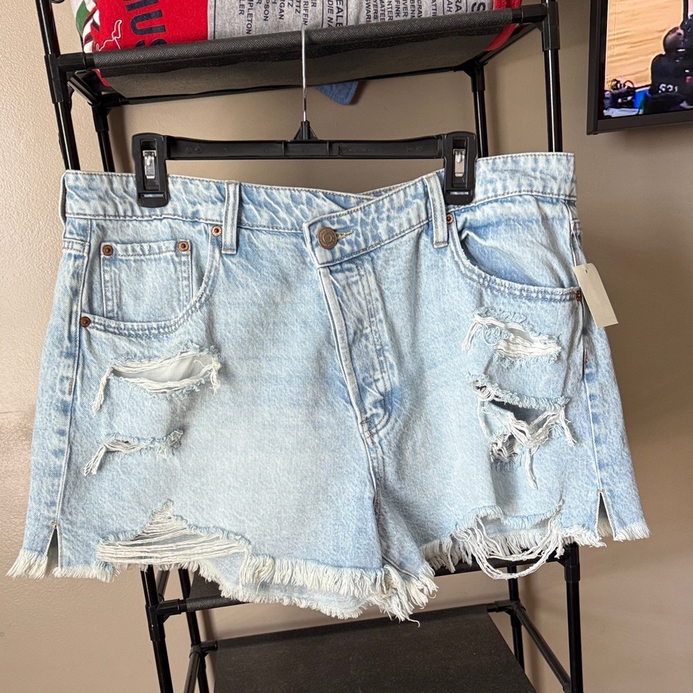 Aeropostale Light Blue Distressed Denim Shorts